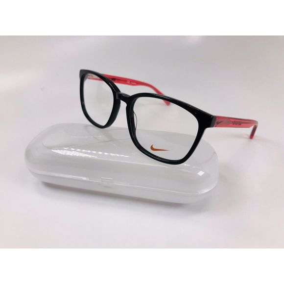New NIKE 5016 007 Black & Red Eyeglasses 50mm with NIKE Case & Cloth - Picture 1 of 10